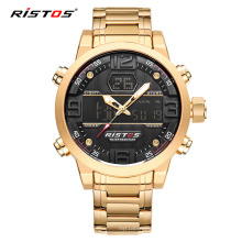 RISTOS Stainless Steel Men Sport Watch Analog Wristwatch Multifunction Fashion Chronograph Watches Relojes Masculino 9338